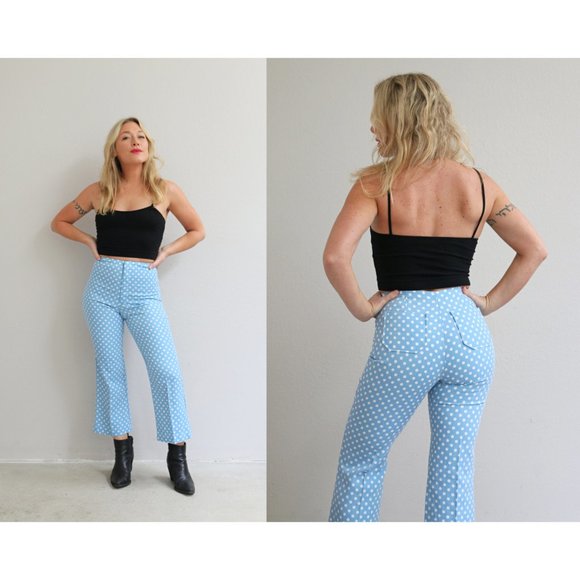 1970´s Polka Dot Flare Trousers Women´s Size XXS...